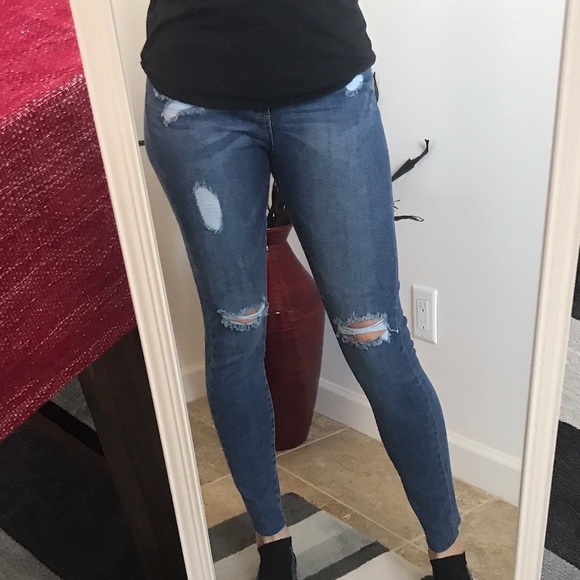 1 left⬇️JustUSA High Rise Distressed Skinny Jeans - Picture 14 of 15